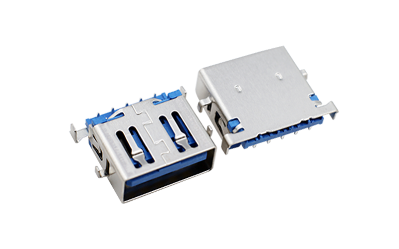 104013152-USB3.0 平口四脚母座 反沉板上1.8H连接器