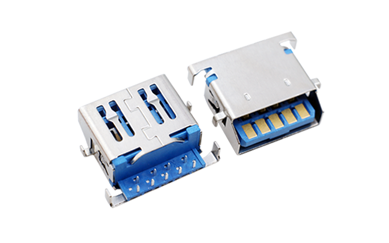 104013132-USB3.0斜口母座 反沉板上H1.8连接器