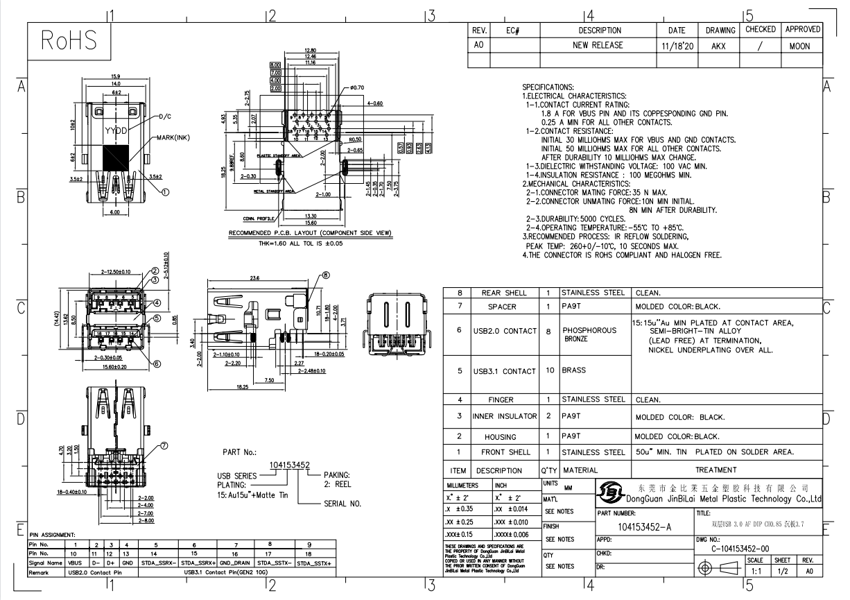 104153452-A-双层USB 3.0 AF DIP CH0.85 沉板3.7