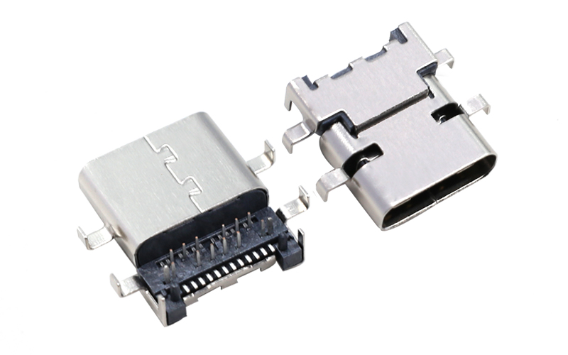 104010512-TYPE-C 母座24PIN 沉板CH0.4前插后贴带柱 104010512-TYPE-C 母座24PIN 沉板CH0.4前插后贴带柱