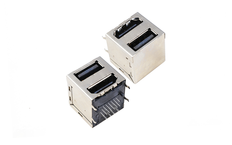 405410591-USB2.0+HDMI母座 双层接口连接器 网口插头高清传输母座