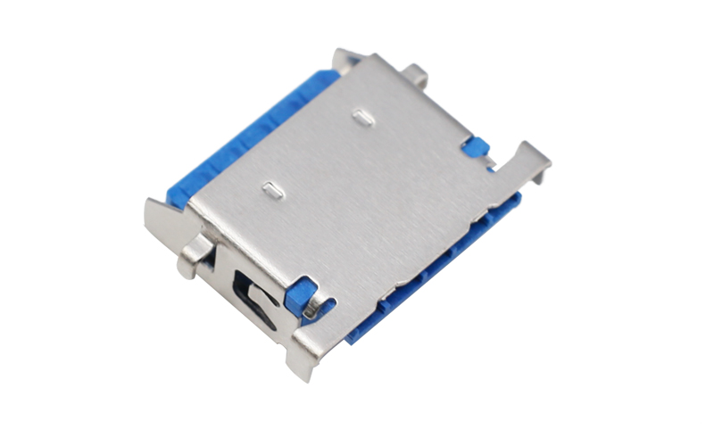 104013122-USB2.0短体12.50 反沉1.36斜口四脚母座连接器