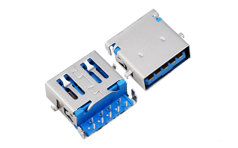 102623512-USB3.0母座 AF 90°反向沉板 2.2H母座连接器