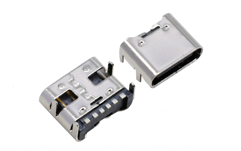 104012702-A usb TYPE-C 单排6P板上SMT L=6.8