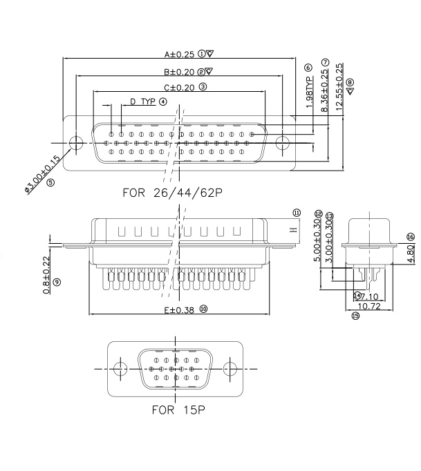 铆合d-sub连接器