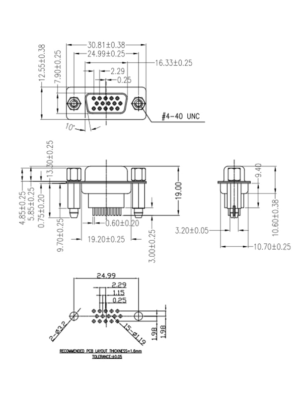 铆锁d-sub连接器