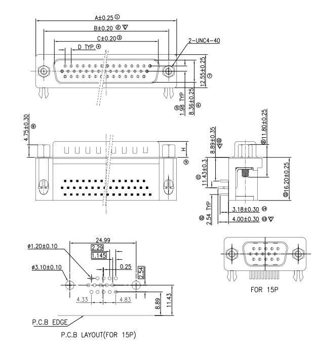 铆锁d-sub连接器