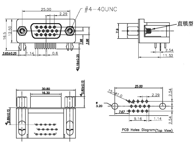  蓝胶铆合d-sub连接器