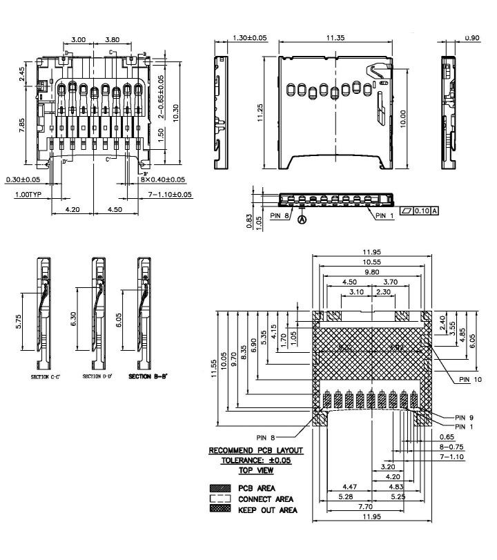 TF卡座定制图纸